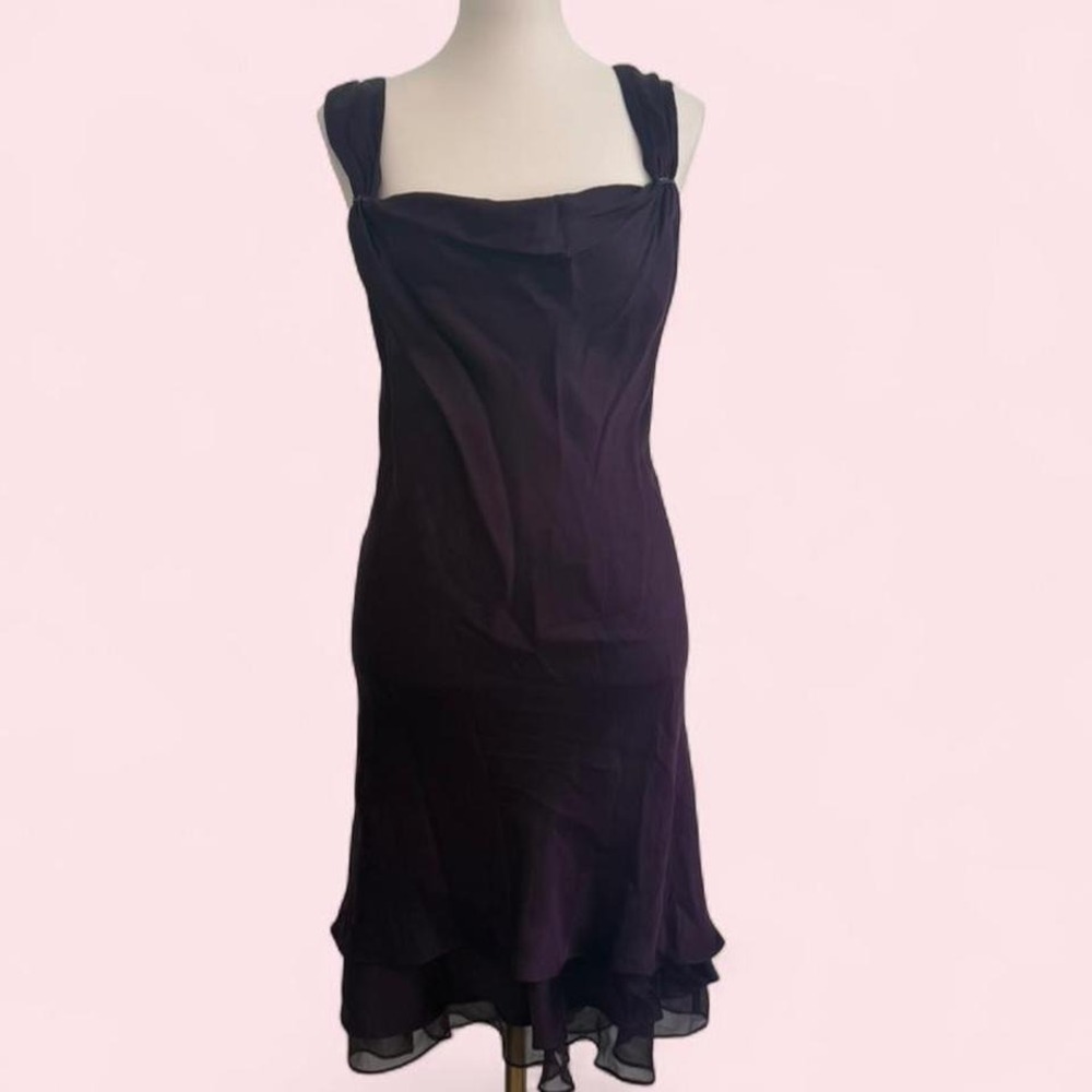 Vintage Jones New York 100% Silk Beaded Purple Cocktail Dress